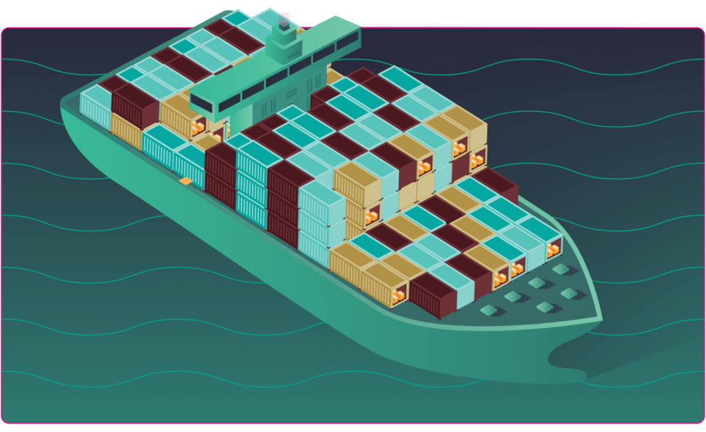 Illustration representing containerization in the software development